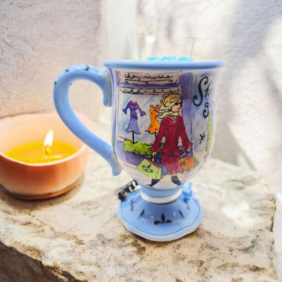 NEW | Hand Poured Jennifer Brinley Shopping Girl Ceramic Mug Candle 16oz Soy Wax - Picture 1 of 11